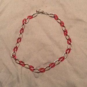 Sterling silver and red necklace